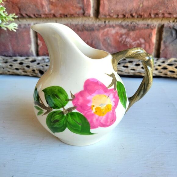 Elegant Cream Pitcher with Green Accents - Picture 1 of 9